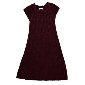 Calvin Klein Cable Knit Sweater Dress Burgundy Womens M Witchy Whimsigoth Fall